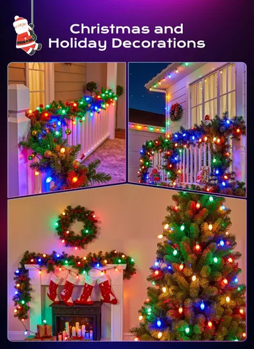 Miniatura 2 de Brightown C9 luces LED de Navidad para exterior, 7.62 m 7.62 luces de cadena multicolores conectables C9 para árbol de Navidad, patio, tejado