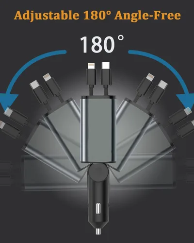Miniatura 5 de Cargador de Coche Retráctil, Adaptador de Cargador de Coche iPhone 16 15 de 66W 4 en 1 con 2 Cables de Cargador iPhone Retráctiles