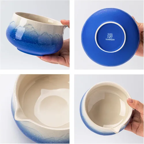 Miniatura 4 de TEANAGOO Juego de 7 batidores de matcha, juego de matcha azul, kit de polvo de matcha de ceremonia, juego de té matcha para hacer café con leche