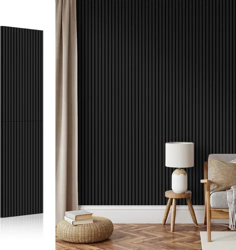 Miniatura 8 de AKK-Star - Paneles de pared de listones de madera acústica plegados, 1 paquete de 94.4 x 23.6 x 0.7 pulgadas, se pliega a 2 paneles de pared 3D