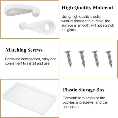 Miniatura 4 de MOROBOR Kit de 50 clips de retención de vidrio, panel de vidrio y clips de retención de puerta con tornillos (blanco puro)