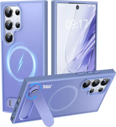 Miniatura 22 de Reukdnv Funda magnética para Galaxy S24 Ultra con soporte de metal duradero, protección contra caídas de grado militar, compatible con MagSafe