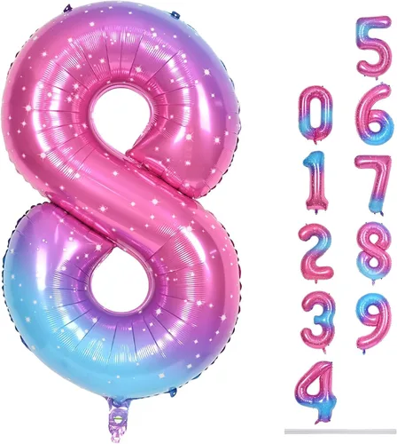 Miniatura 145 de Globo dorado champán con el número 5, globos de aluminio autoinflables grandes de 40 pulgadas del 0 al 9, globo de helio digital 5 dorado claro