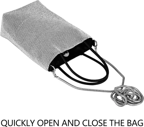 Miniatura 8 de Bolso de mano con borlas de cristal con asa de muñeca, para cóctel, fiesta, boda, noche