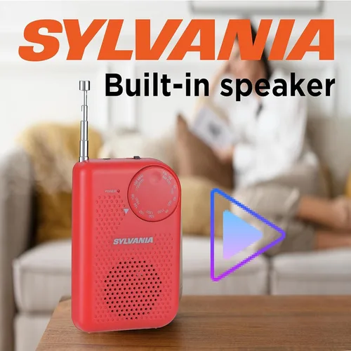 Miniatura 8 de Radio de bolsillo portátil AM/FM con bocina integrada, color azul N/A Rojo