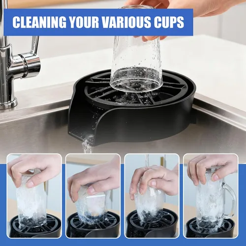 Miniatura 5 de Enjuague de vidrio para fregadero de cocina, enjuague de vidrio giratorio de 360 grados de alta presión con pistola rociadora extraíble, accesorio