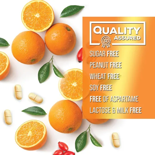 Miniatura 6 de Vitamina C 1000 mg por porción – Apoyo inmunológico diario extra fuerte con suplemento masticable de escaramujos – Sabor sabroso sin azúcar