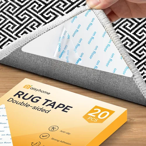 Miniatura 9 de Daisyhome 12 cintas adhesivas para alfombras, agarre de almohadilla para suelos de madera dura, cinta adhesiva de doble cara, agarres