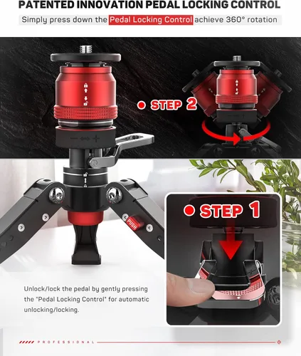 Miniatura 4 de IFOOTAGE Mini trípode para cámara, trípode pequeño profesional de mesa con pedal para fotografía, trípode de escritorio con carga máxima de hasta