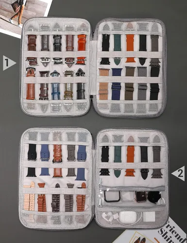 Miniatura 6 de Wearlizer Funda de almacenamiento para correa de reloj con capacidad para 35 correas, bolsa organizadora portátil compatible con Apple Watch, pin