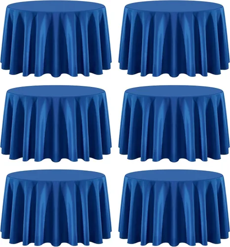 Miniatura 25 de Paquete de 2 manteles redondos de 90 pulgadas, manteles lavables de poliéster de lino decorativo para la mesa del comedor, banquetes, fiestas