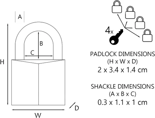 Miniatura 5 de Master Lock Candado, cerradura de cuerpo de aluminio sólido, Negro -, Cerradura de equipaje