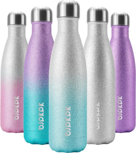 Miniatura 72 de BJPKPK Botella de Agua Aislada 17oz Botellas de Agua de Acero Inoxidable Apta para Lavavajillas Metal Térmica Mantiene Frío y Caliente, Gris Niebla