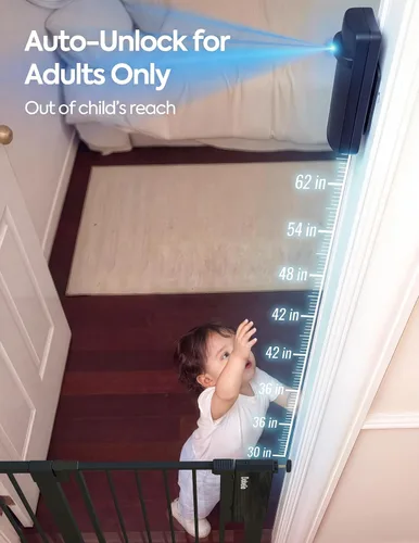 Miniatura 3 de Babelio Puerta de bebé inteligente de desbloqueo automático por infrarrojos para puertas y escaleras, puertas de cierre automático para perros