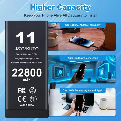 Miniatura 2 de Batería de 22800 mAh para iPhone 11, nueva batería de repuesto de 0 ciclos de mayor capacidad para iPhone 11 con juego completo de herramientas