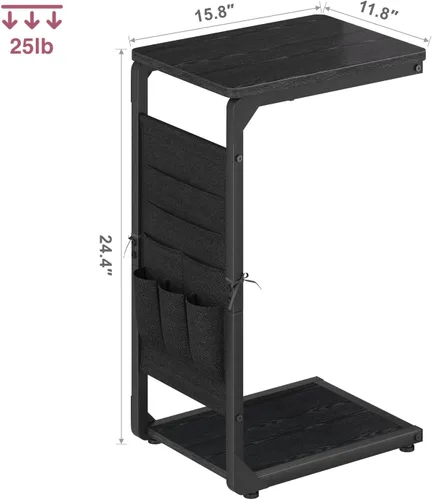 Miniatura 2 de Bandejas de TV con pedestal de madera para comer en mesas de sofá que se deslizan por debajo, mesa auxiliar en forma de C, mesa auxiliar para sofá