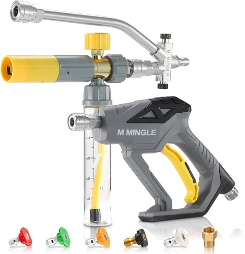 Miniatura 10 de M MINGLE Pistola de lavado de alta presión con cañón de espuma, cañón de espuma, accesorio de doble conector, kit de pistola de espuma de lavado