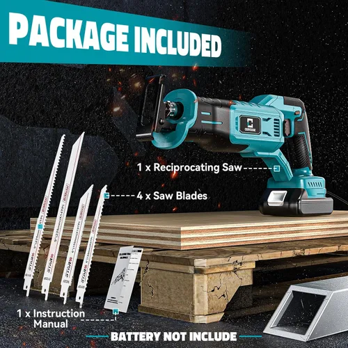 Miniatura 7 de Cerycose Sierra recíproca inalámbrica compatible con batería Makita de 18 V, velocidad variable de 1 pulgada de longitud de carrera, 3200 SPM