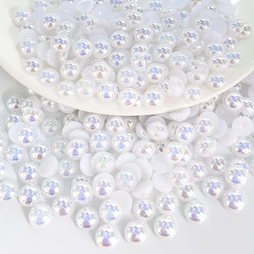 1000 perlas medias redondas de resina con parte trasera plana de 0.236 pulgadas para manualidades, para cara, uñas, vasos, ropa, zapatos, álbum de