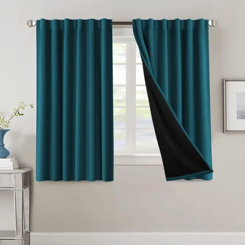 Miniatura 108 de H.VERSAILTEX Cortinas 100% opacas para dormitorio con forro negro, cortinas de oscurecimiento de habitación completa, con aislamiento térmico