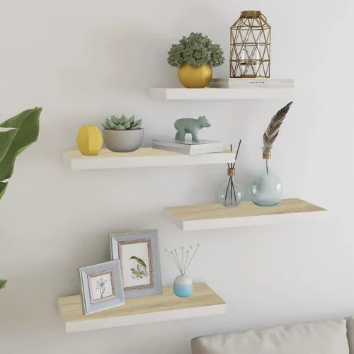 Miniatura 100 de Estantes flotantes de pared, juego de 4 estantes decorativos para montar en la pared, estante colgante con soportes invisibles para decoración
