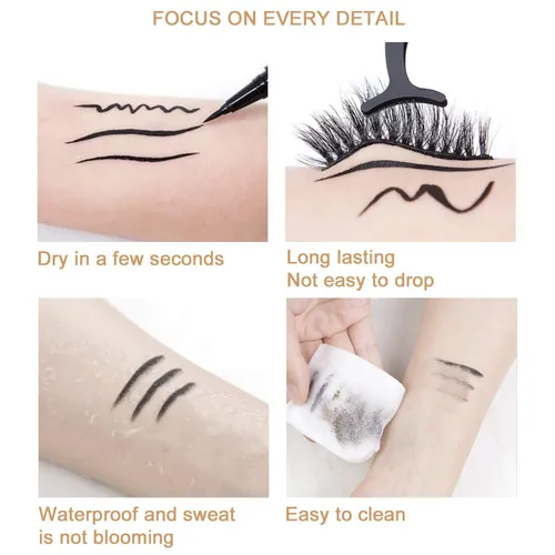 Miniatura 3 de Delineador de ojos líquido delineador de ojos resistente al agua, punta de fieltro, impermeable, de larga duración, mágico autoadhesivo