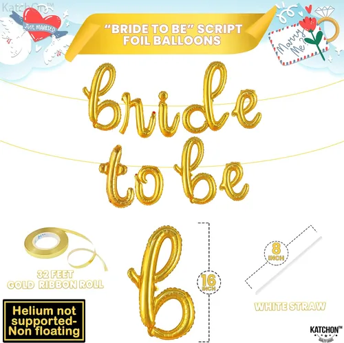 Miniatura 2 de KatchOn, Globos dorados con texto en inglés "Bride To Be", 16 pulgadas, globos de despedida de soltera para decoraciones de despedida de soltera, Oro