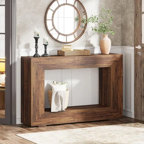Tribesigns - Mesa consola de granja, mesa de entrada de 47 pulgadas con almacenamiento, mesa decorativa de pasillo con estilo industrial para sala