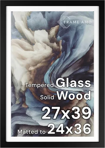 Miniatura 76 de Frame Amo Marco de póster de madera maciza de 13 x 19 pulgadas, color natural, tapete blanco para imagen de 11 x 17 pulgadas, parte frontal
