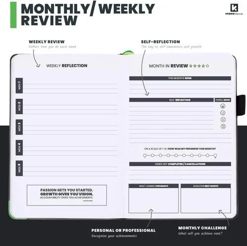 Miniatura 4 de Agenda semanal sin fecha de 12 meses 2023 para aumentar la productividad, la concentración, el crecimiento personal, la felicidad y el éxito, sin