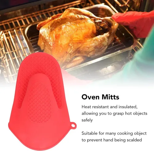 Miniatura 7 de 2 pares de guantes de silicona para horno, mini guantes de horno y mini manoplas de silicona antideslizantes para cocina, cocina y hornear (rojo)