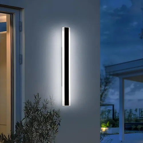 Miniatura 115 de Luz de pared exterior moderna de 47 pulgadas, accesorios de iluminación exterior de acrílico negro de 3000K, montaje en pared, luces de porche