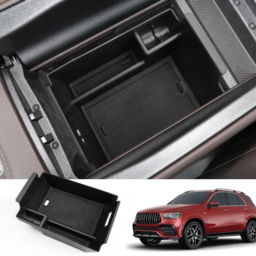 MARCHFA Organizador de consola central compatible con Benz GLE 350 450 W167 53 AMG 2020-2023 2024 2025 2026 Accesorios para reposabrazos GLS 450
