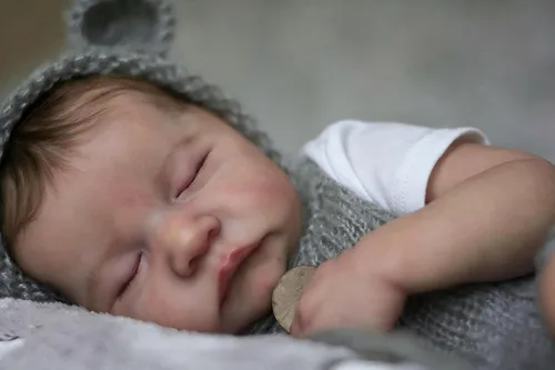 Miniatura 4 de iCradle Preciosa muñeca de bebé Reborn de 19 pulgadas de vinilo completo realista muñeca bebé niño pelo arraigado durmiendo realista muñeca recién