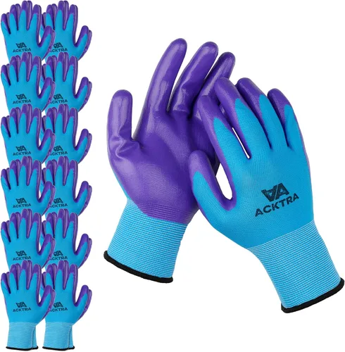 Miniatura 7 de ACKTRA Guantes de trabajo de seguridad con revestimiento de nitrilo, 12 pares, WG003 gris/gris, XS