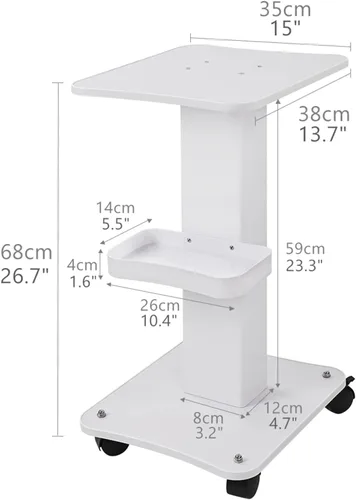 Miniatura 4 de Carrito de belleza con ruedas, carrito de aluminio de 3 niveles, peluquería, salón de spa, máquina de terapia al vacío, carga de 135 libras, 26.7 x