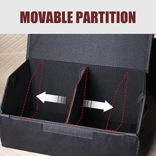 Miniatura 8 de Organizadores de coche y almacenamiento para SUV, organizador de maletero para sedán, caja elegante plegable de cuero con tapa, contenedores