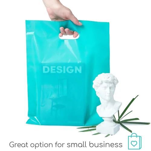 Miniatura 2 de Choice Marts 100 bolsas de plástico verde azulado con asas, 12 x 15 pulgadas, bolsas de regalo de color verde azulado brillante de 2 mil de grosor