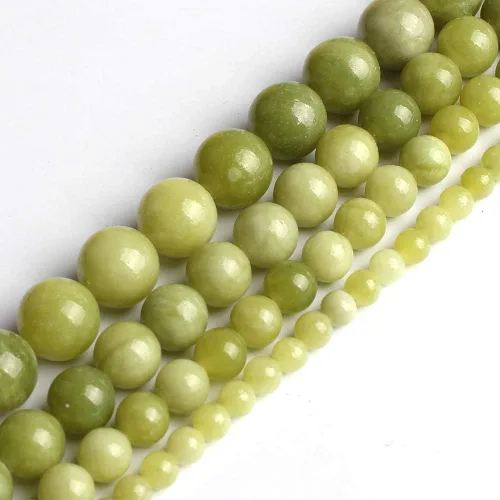 Miniatura 9 de Cuentas de jade verde de China de 10mm, cuentas sueltas redondas de piedra natural de 35 piezas para hacer joyas, collares, aretes, manualidades DIY