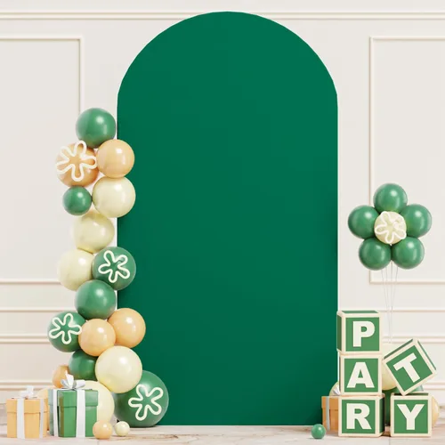 Miniatura 27 de Cubierta de Arco de Boda Verde Cazador 3.3x6.6 pies Spandex Elástico Chiara Cubierta de Telón de Fondo para Soporte de Arco de Parte Superior