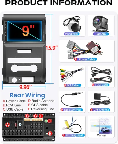 Miniatura 7 de para Ford F150 2009-2014 4+64 Android 13 Radio de Coche, Estéreo de Coche con Pantalla Táctil IPS de 9 Pulgadas con Carplay/Android Auto