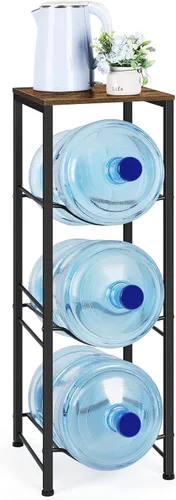 Miniatura 12 de OYEAL Organizador para botellas de agua de 5 galones con estantes, soporte dispensador de botellas de agua de 3 niveles para cocina, sala de estar