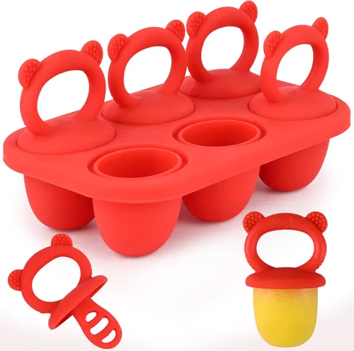 Miniatura 9 de Sakolla Moldes de silicona para paletas de bebé con 6 cavidades, moldes para paletas de leche materna para aliviar la dentición, molde de paletas