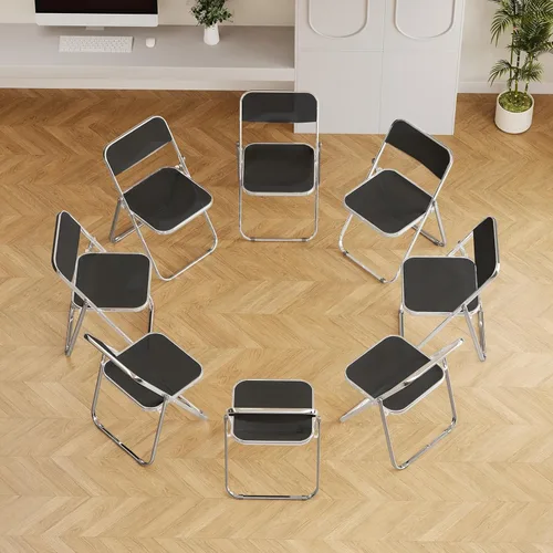 Miniatura 15 de JPBSTO Paquete de 2 sillas plegables de plástico negro, par ejecutivo apilable para oficina, sala de conferencias, área VIP (capacidad de 300 libras)