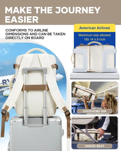 Miniatura 5 de Mochila de Viaje para Computadora Portátil para Mujeres, Mochila de Equipaje de Mano, Bolsa de Viaje para Artículos Personales, Artículos Esenciales