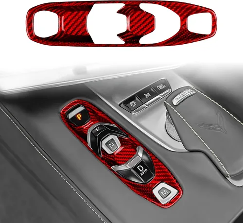 Miniatura 10 de Cubierta de fibra de carbono, para botón de palanca de cambios de automóvil, para consola central C8, decoración para Chevrolet Corvette C8 2020