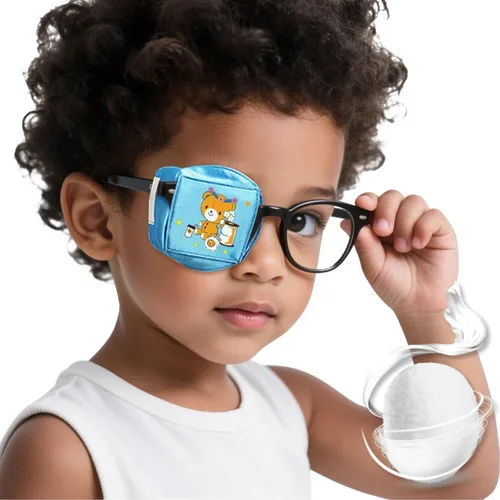 Miniatura 12 de Parches para ojos para niños, parche de seda reutilizable para ojos perezosos, parches ortopédicos de ambliopia para niños y niñas, cubierta de ojo