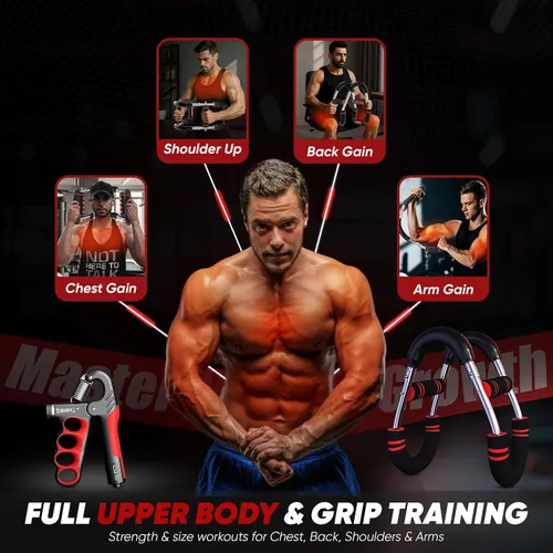 Miniatura 6 de LuxUltra Twister Arm Trainer Equipo de entrenamiento de pecho para hombres y mujeres, entrenador de pecho y brazo ajustable de 40 a 130 libras