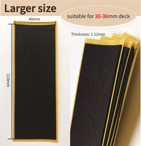 Miniatura 2 de Cinta de agarre de espuma para diapasón, cinta antiderrapante para monopatín de dedo 40mmX110mm (8 piezas negras 4 piezas blancas)