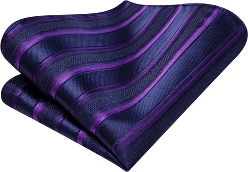 Miniatura 284 de Hi-Tie Corbatas de seda para hombre, diseño de cachemira a rayas, con bolsillo, gemelos cuadrados, conjunto formal de negocios